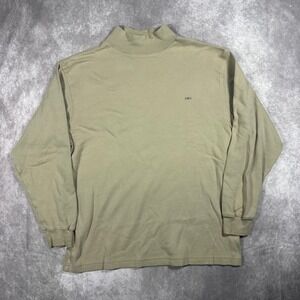 Vtg 90s Colours Alexander Julian Mens M Tan Mock Neck Long Sleeve Knit Shirt